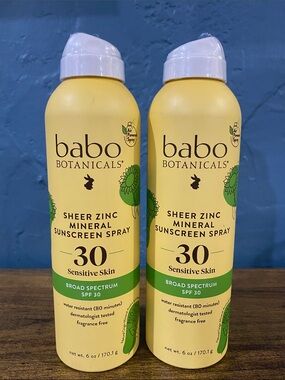 Sheer Zinc Mineral Sunscreen Spray SPF 30 - Babo Botanicals New Sealed 2 qty